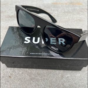 New Super Retrosuperfuture Flat Top Black Polarized Lens Sunglasses
